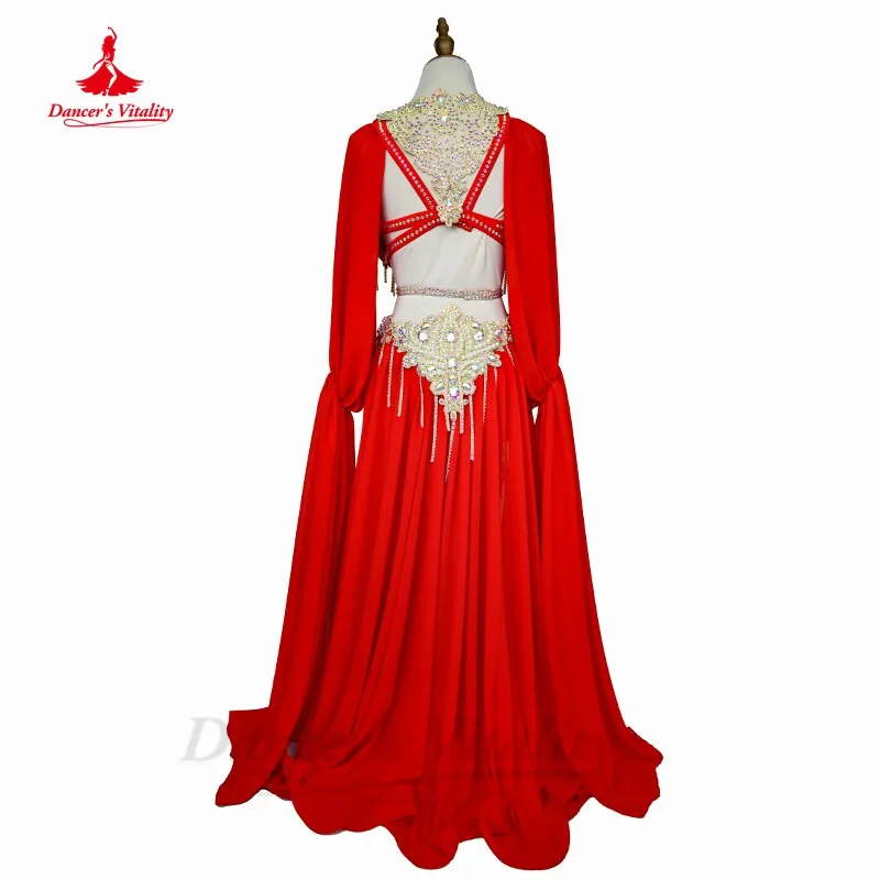 Belly Dance Poprong Competition Suit for Women Customzied Bra sleeves belt skirt Children Adult Oriental Belly Dancing Outfit