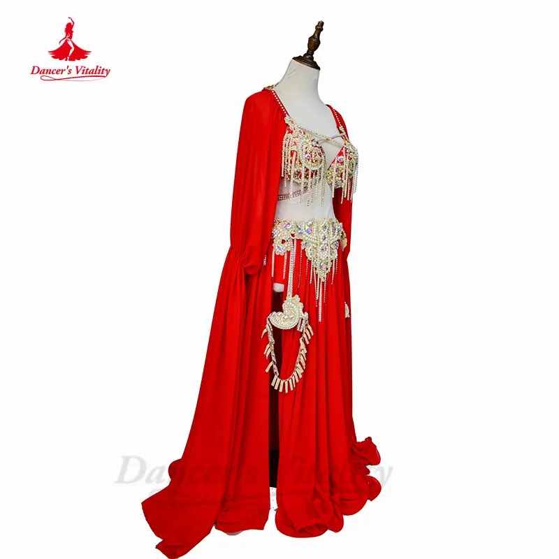 Belly Dance Poprong Competition Suit for Women Customzied Bra sleeves belt skirt Children Adult Oriental Belly Dancing Outfit