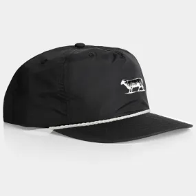 Black Sheep Nylon  Rope "Surf Cap" Snapback Hat Black - White