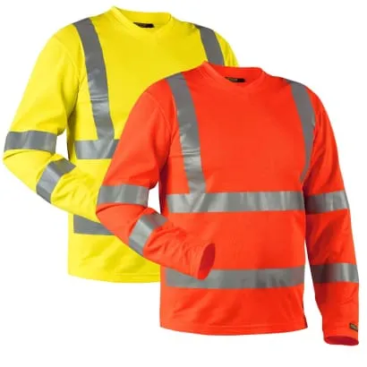 Blaklader High Visibility V-Neck Long Sleeve Safety Work T-Shirt - Class 3 UV Protective