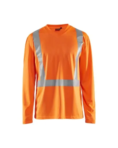 Blaklader High Visibility V-Neck Long Sleeve T-Shirt - 3383