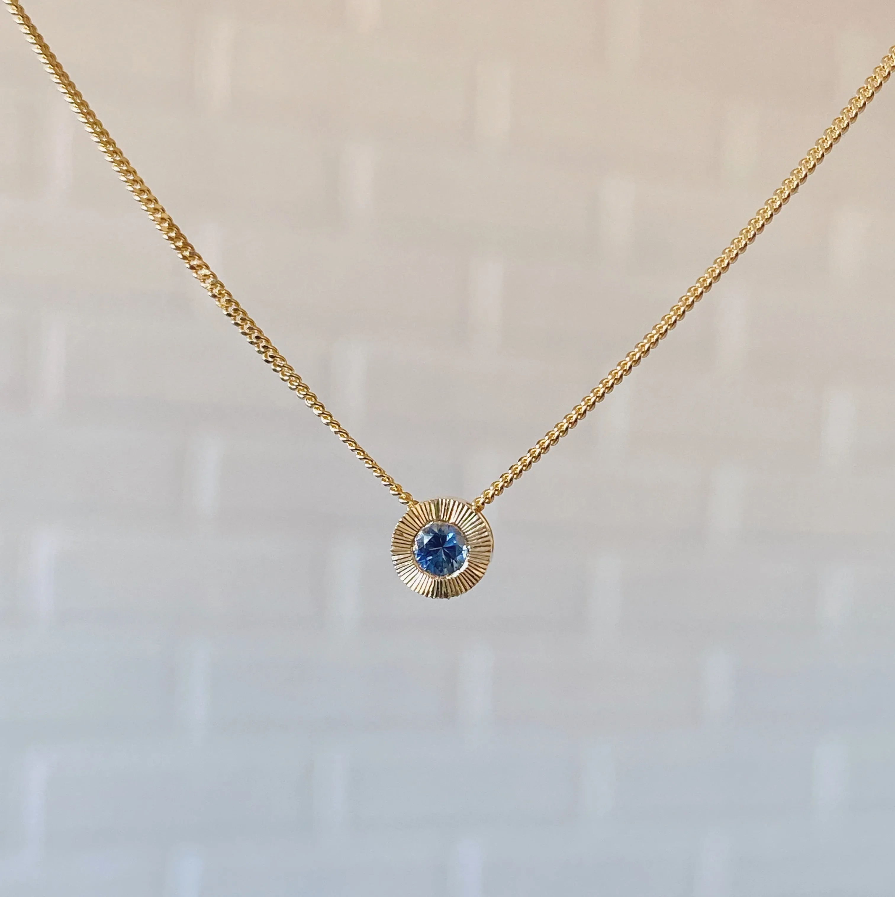 Blue Montana Sapphire Small Aurora Slide Necklace in Yellow Gold