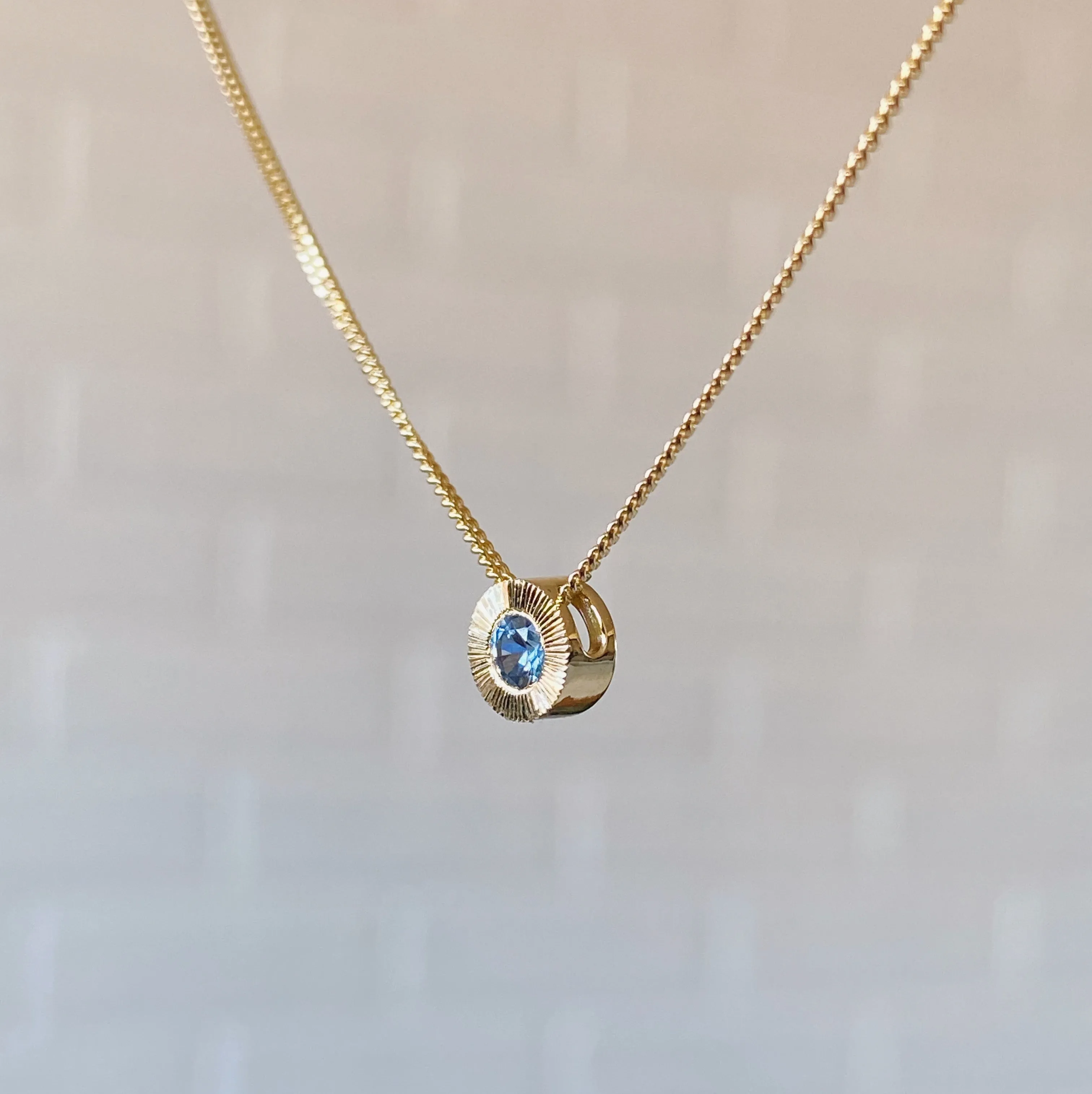 Blue Montana Sapphire Small Aurora Slide Necklace in Yellow Gold