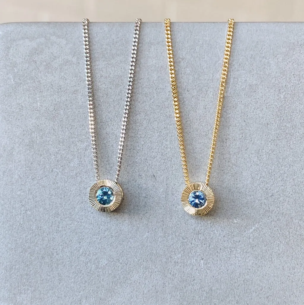 Blue Montana Sapphire Small Aurora Slide Necklace in Yellow Gold