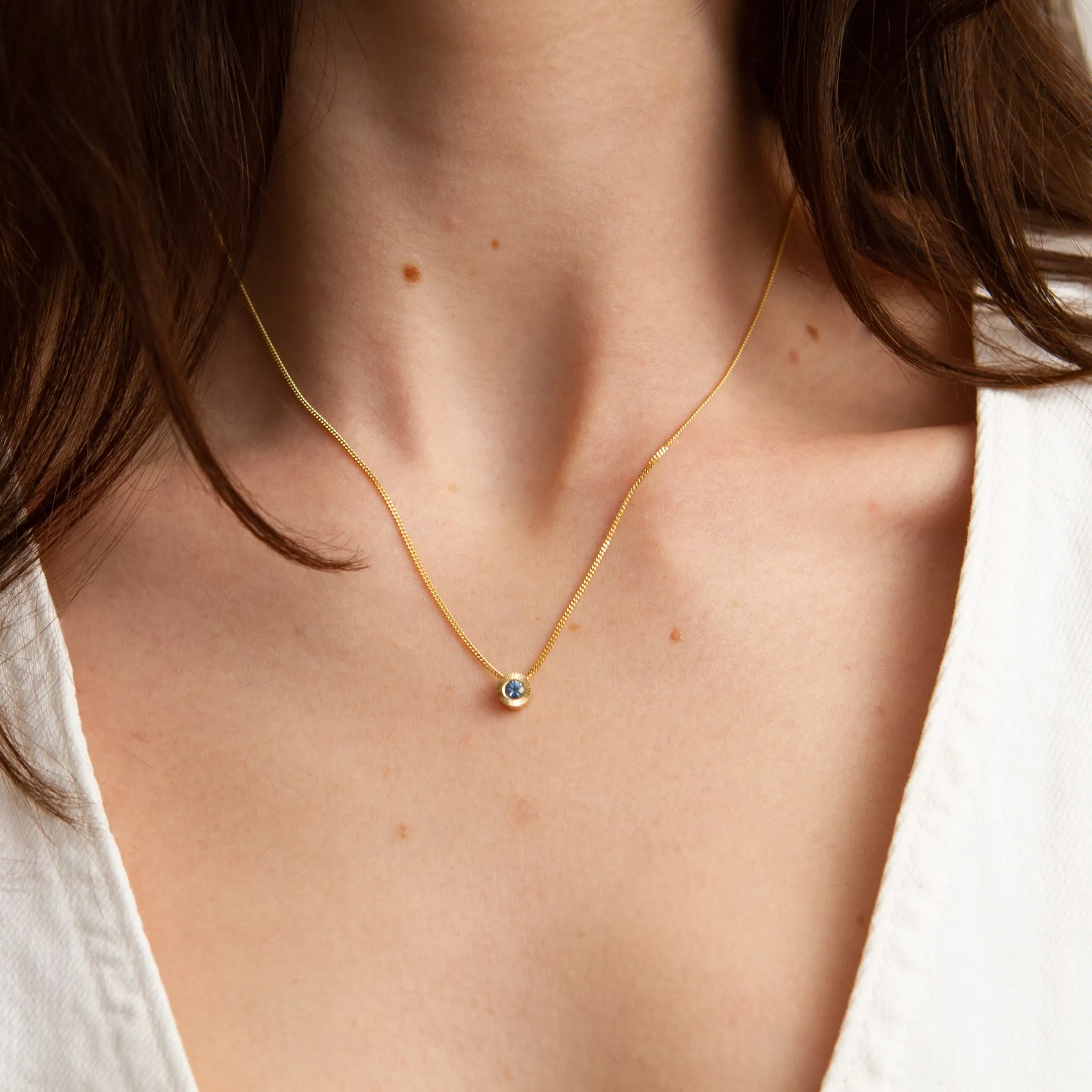 Blue Montana Sapphire Small Aurora Slide Necklace in Yellow Gold