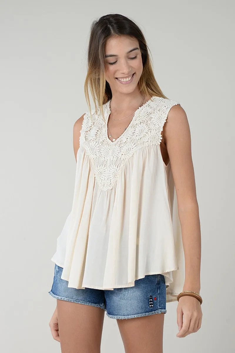 Boho Lace Tank | Cream