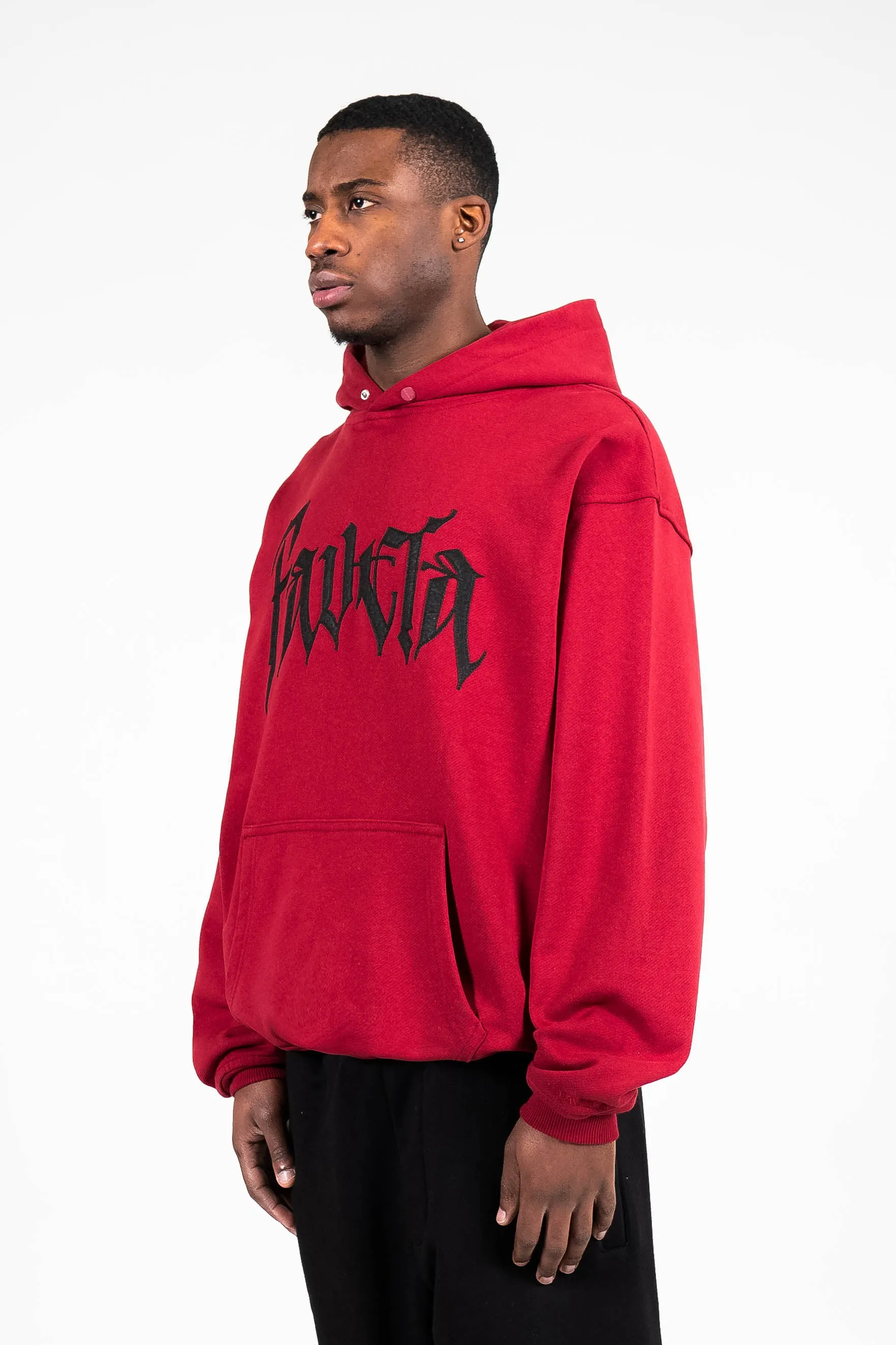 BOLT FLEECE BORDEAUX SNAP BUTTON HOODIE