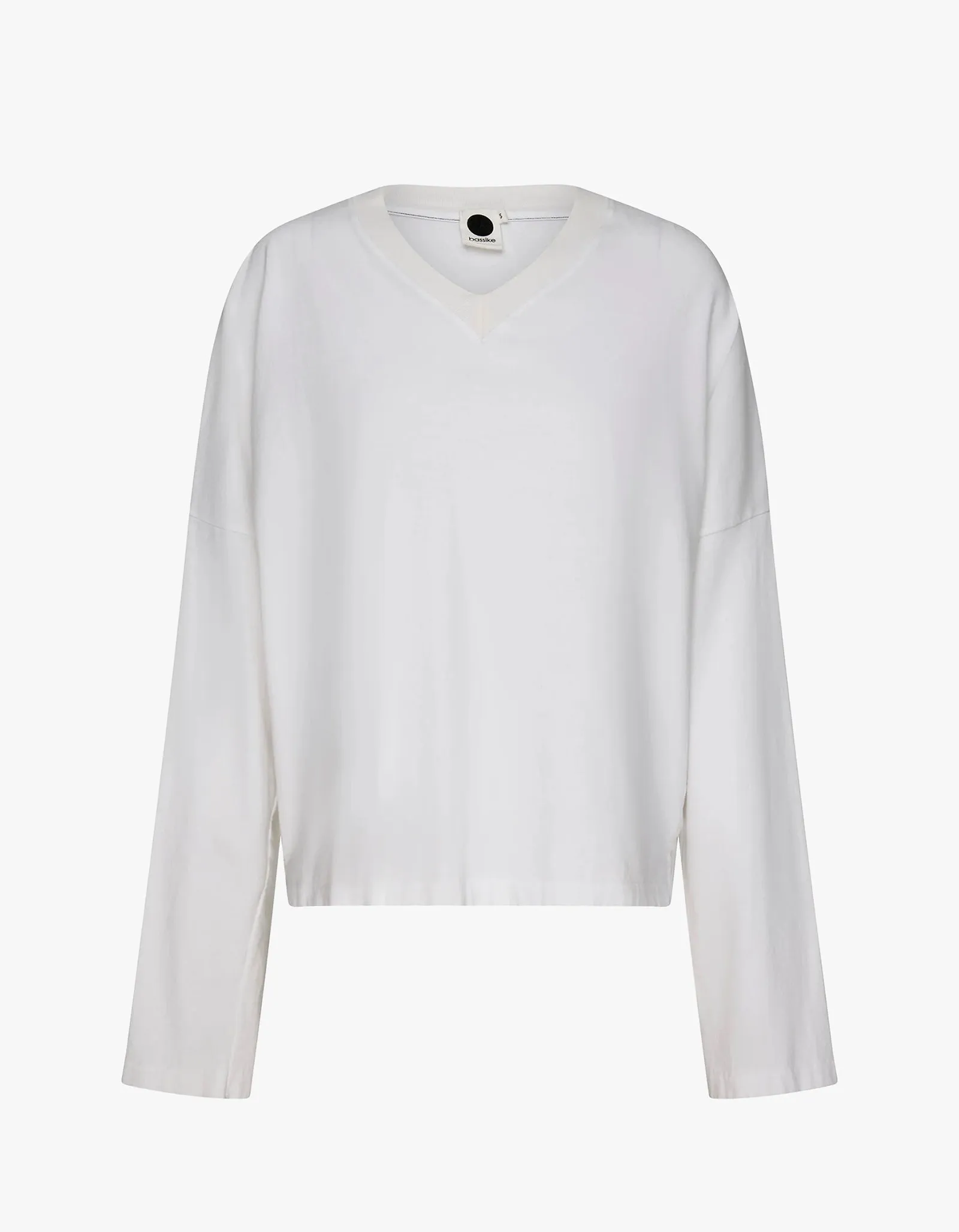 Boxy V Neck L/S T Shirt - White