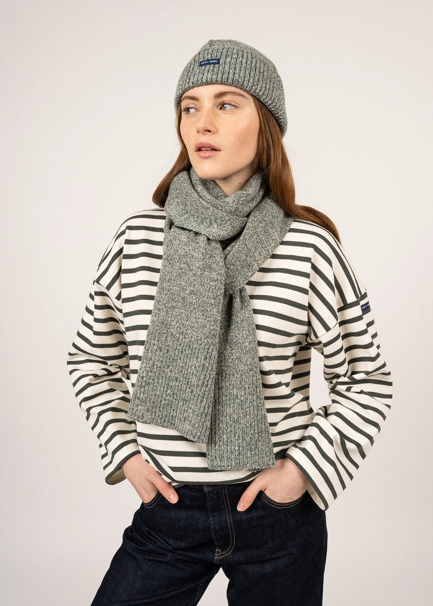 Bréauté wool scarf - SAINT JAMES 48N1W (VEGETAL/ECRU)