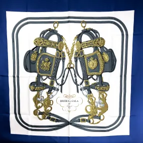 Brides de Gala Hermes Scarf by Hugo Grygkar 90cm Silk Twill Blue & White