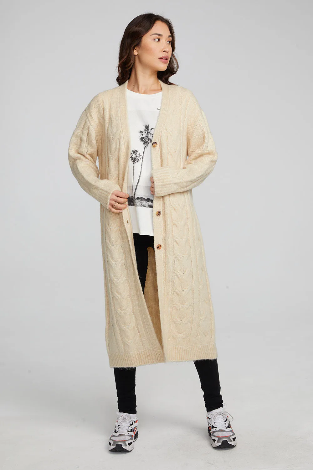 Bridge Macaroon Long Cardigan