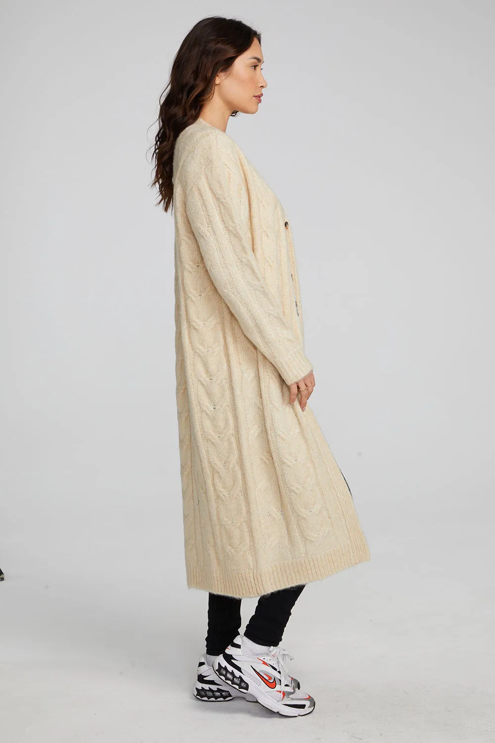 Bridge Macaroon Long Cardigan