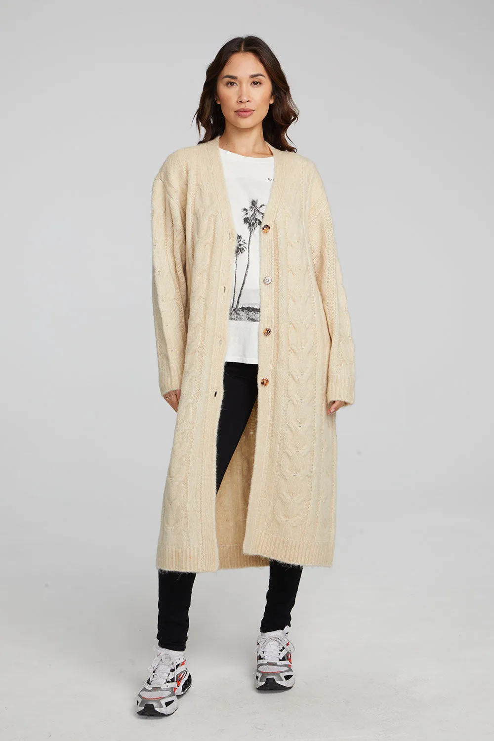 Bridge Macaroon Long Cardigan