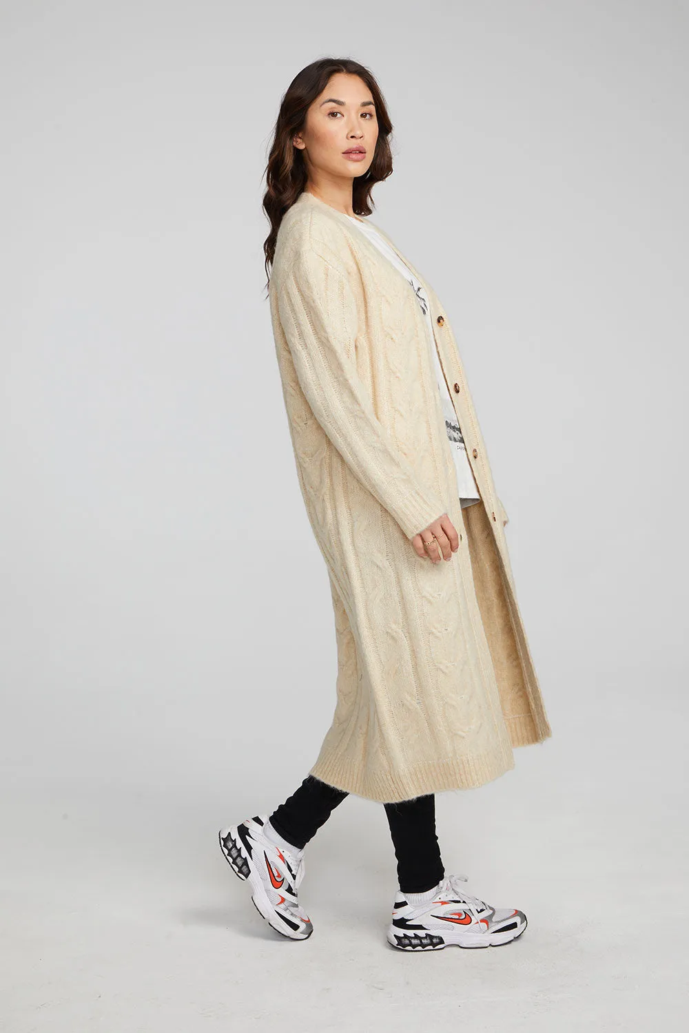 Bridge Macaroon Long Cardigan