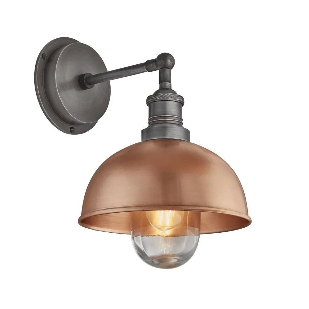 Brooklyn Outdoor & Bathroom 8 inch Dome Wall Light - Copper - Industville