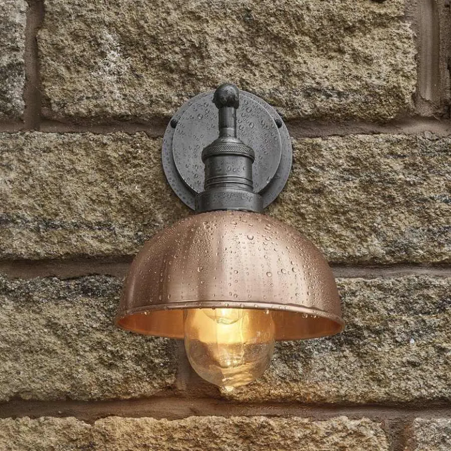 Brooklyn Outdoor & Bathroom 8 inch Dome Wall Light - Copper - Industville