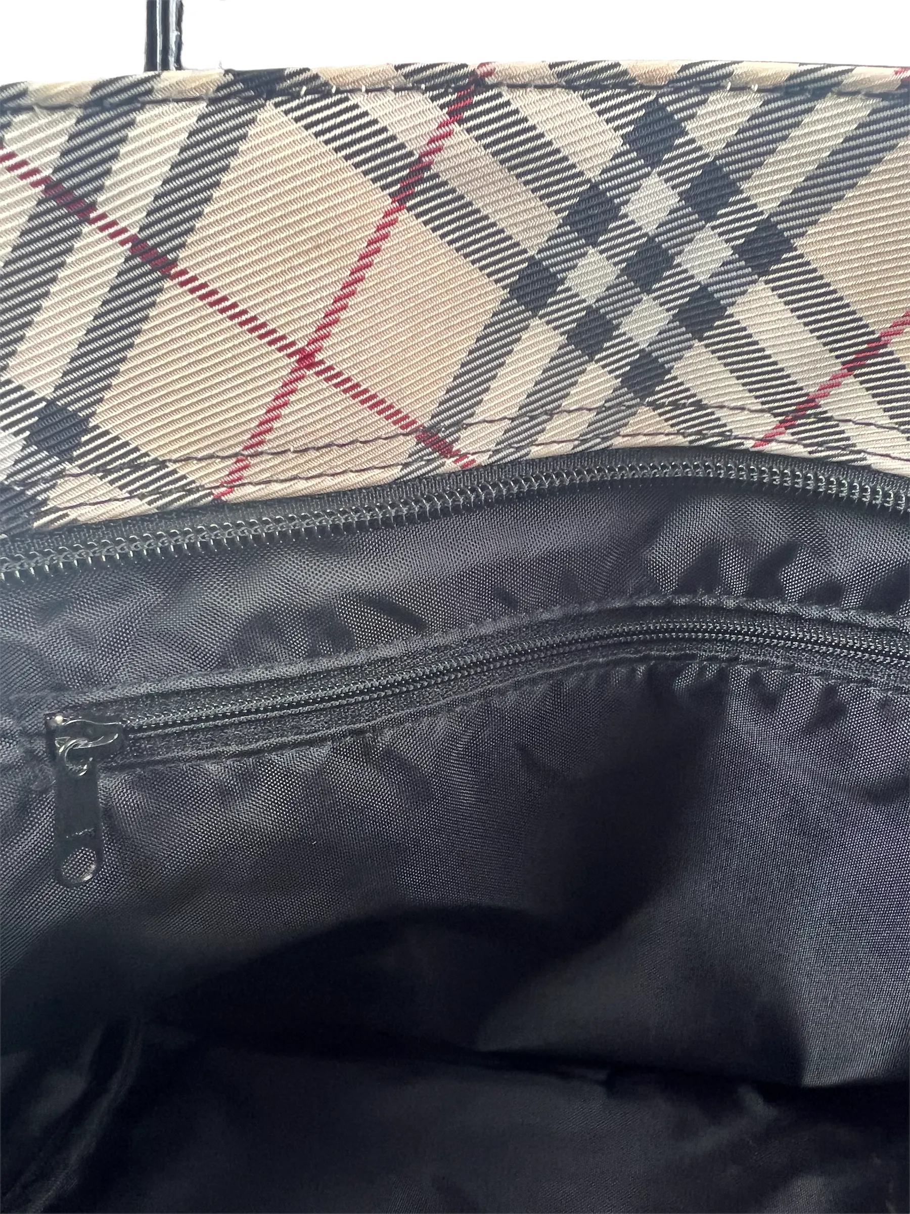 Burberry Black & Classic Check Blue Label Nylon Tote Bag