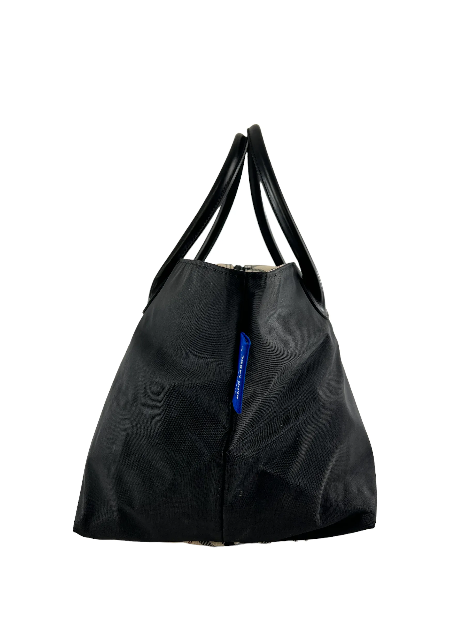 Burberry Black & Classic Check Blue Label Nylon Tote Bag