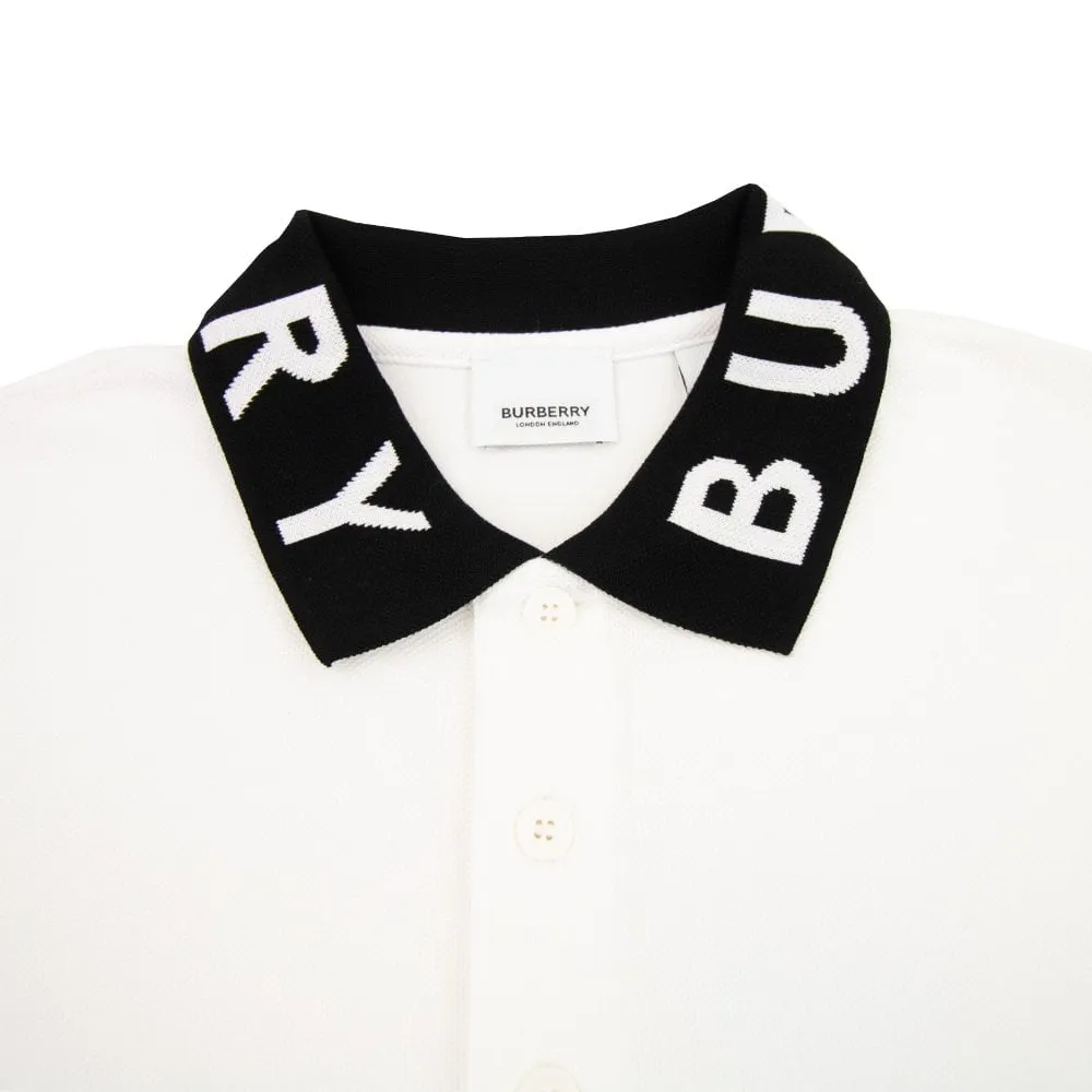 Burberry White Logo Collar Polo