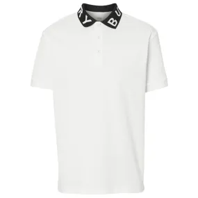 Burberry White Logo Collar Polo