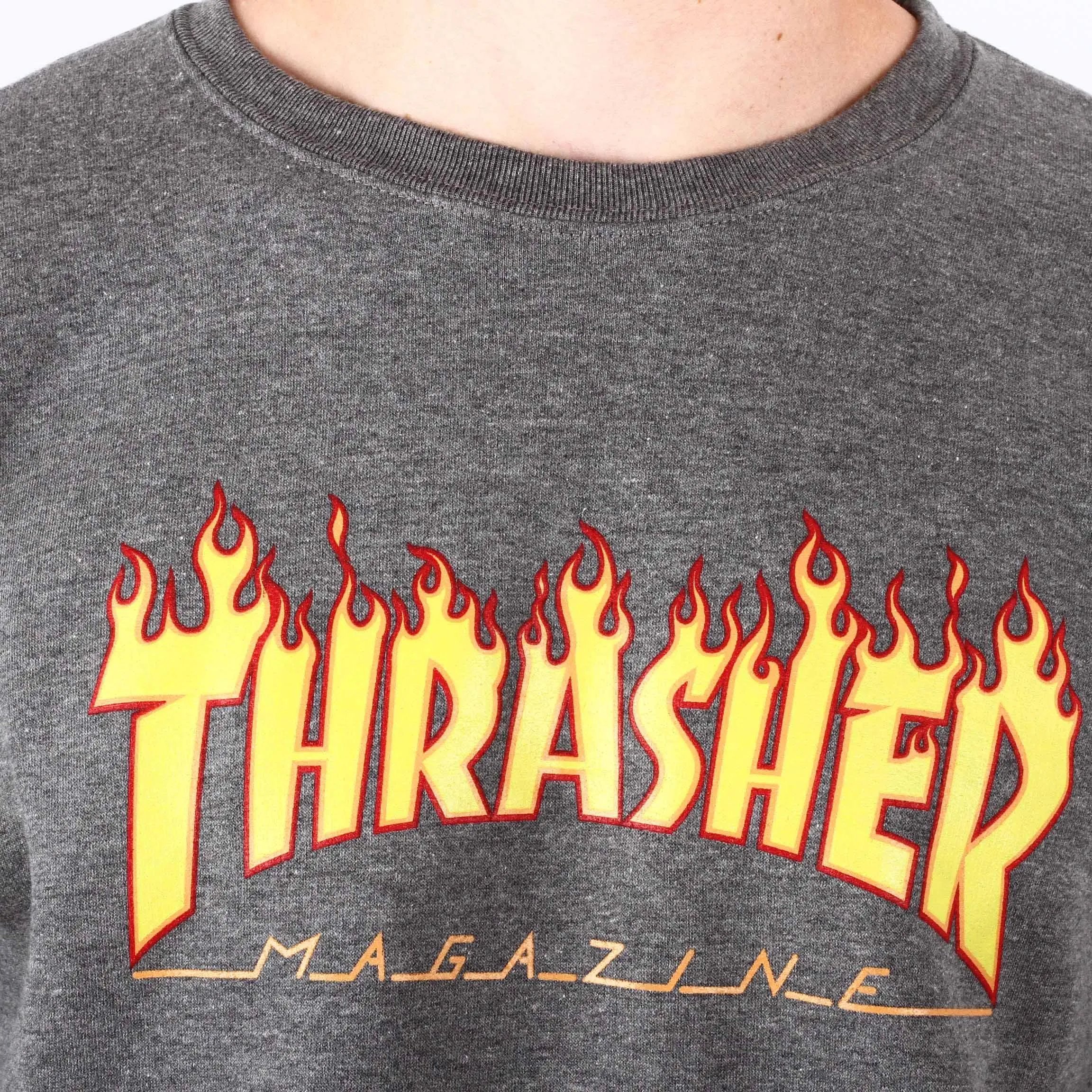 Buzo Thrasher Crew Flame Gris