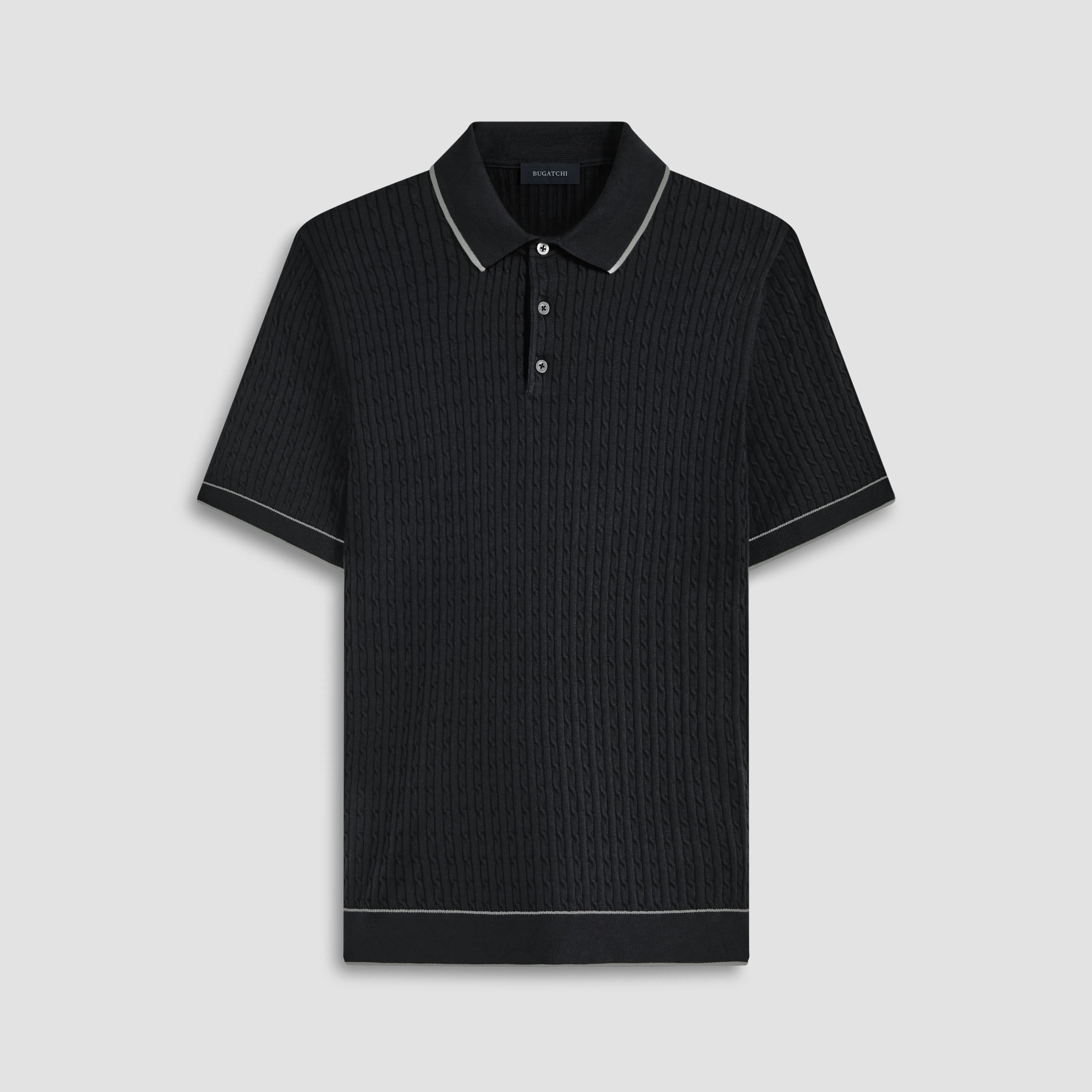 Cable Stitch Short Sleeve Polo Sweater