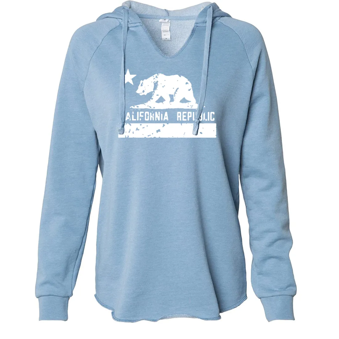 California Flag White Print Silhouette Women's Soft Hooded Pullover