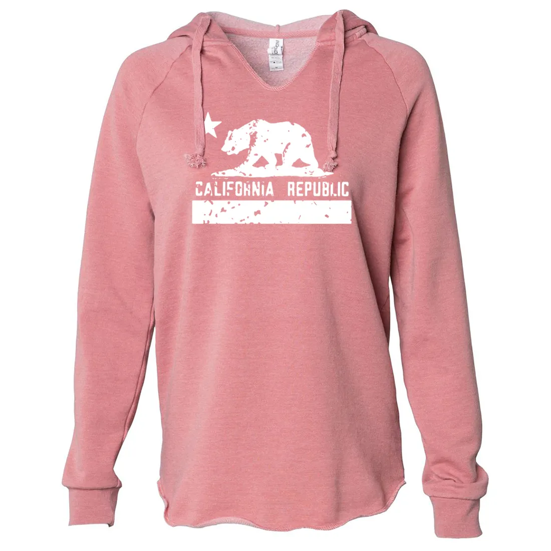 California Flag White Print Silhouette Women's Soft Hooded Pullover