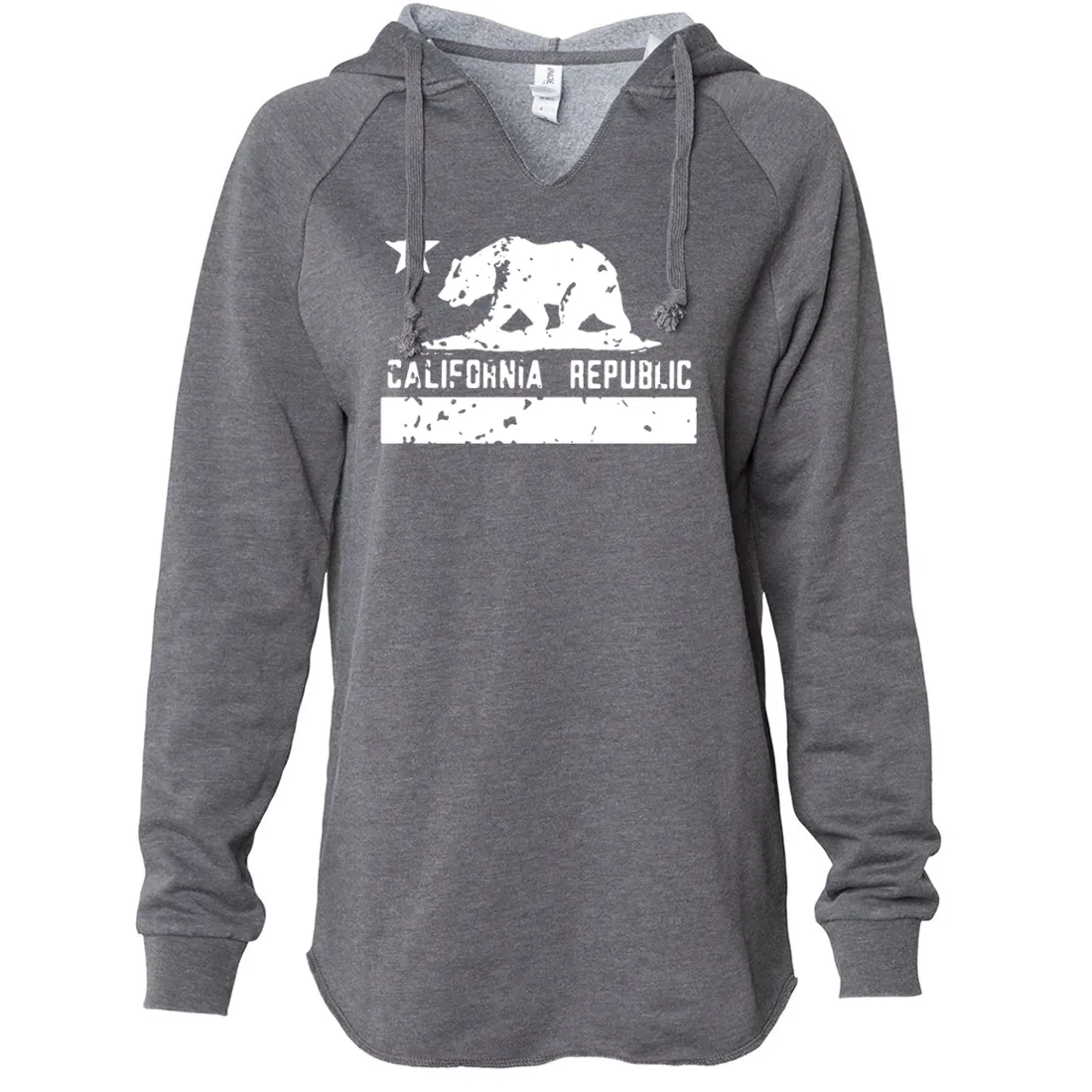 California Flag White Print Silhouette Women's Soft Hooded Pullover