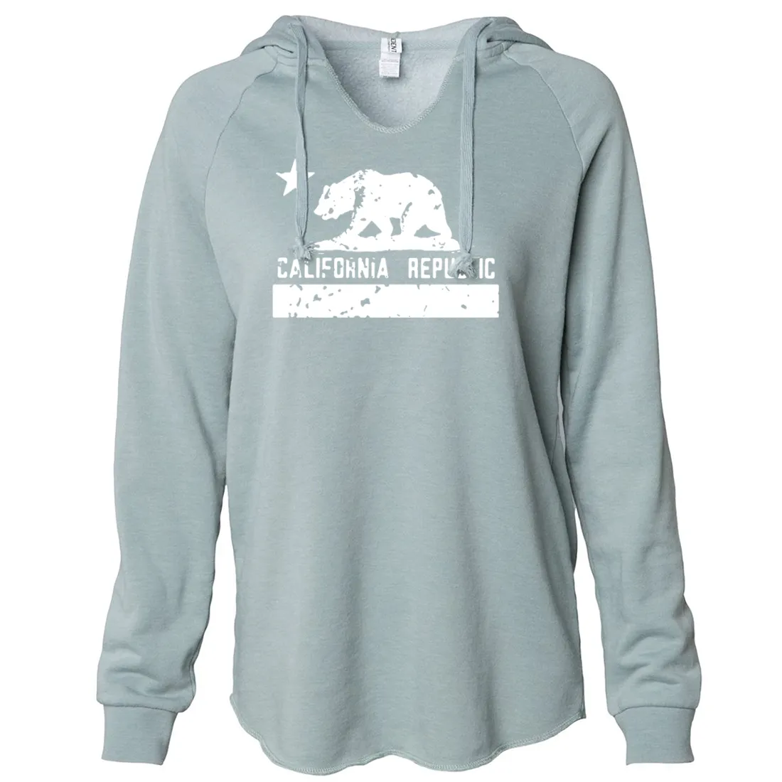 California Flag White Print Silhouette Women's Soft Hooded Pullover