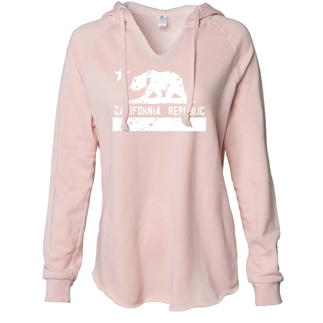 California Flag White Print Silhouette Women's Soft Hooded Pullover