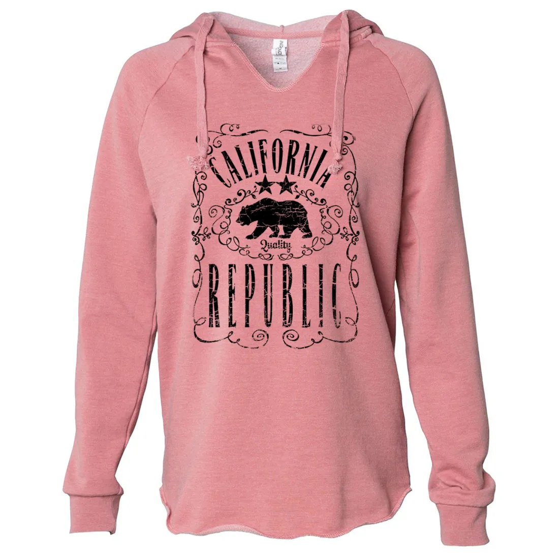 California Republic JD Whiskey Black Print Women's Soft Hooded Pullover