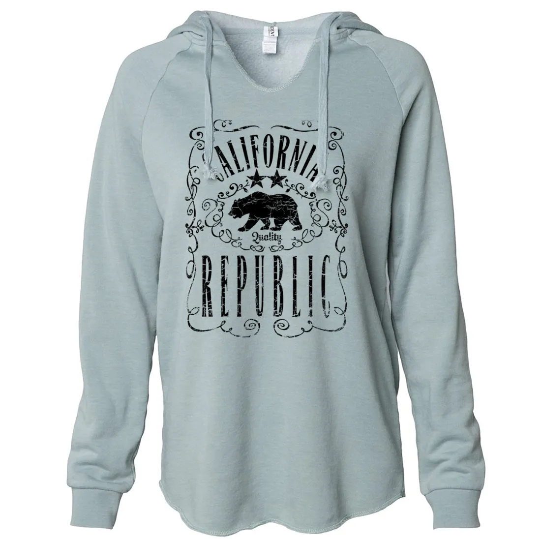 California Republic JD Whiskey Black Print Women's Soft Hooded Pullover