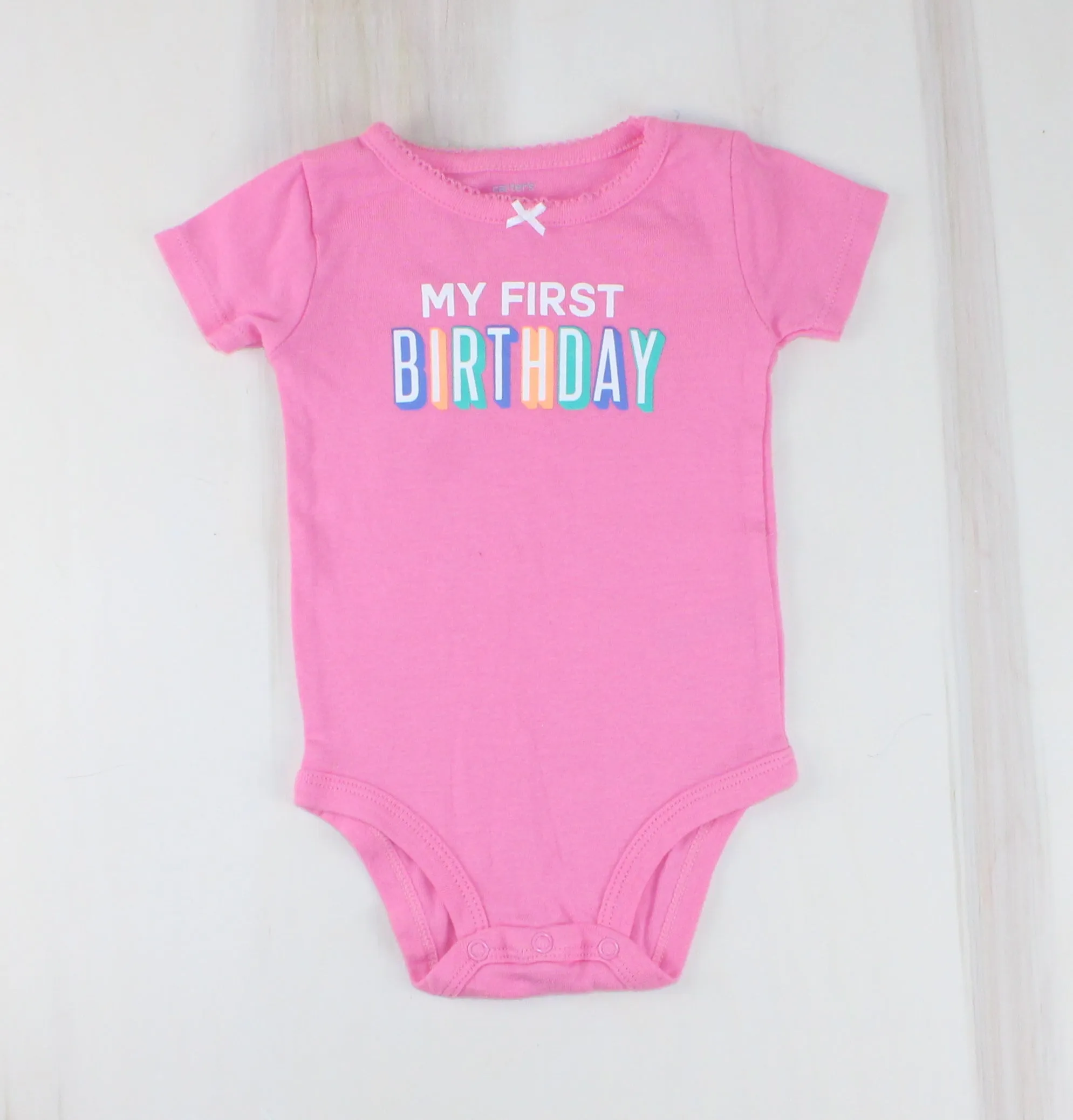 CARTERS FIRST BIRTHDAY ONESIE 9M EUC