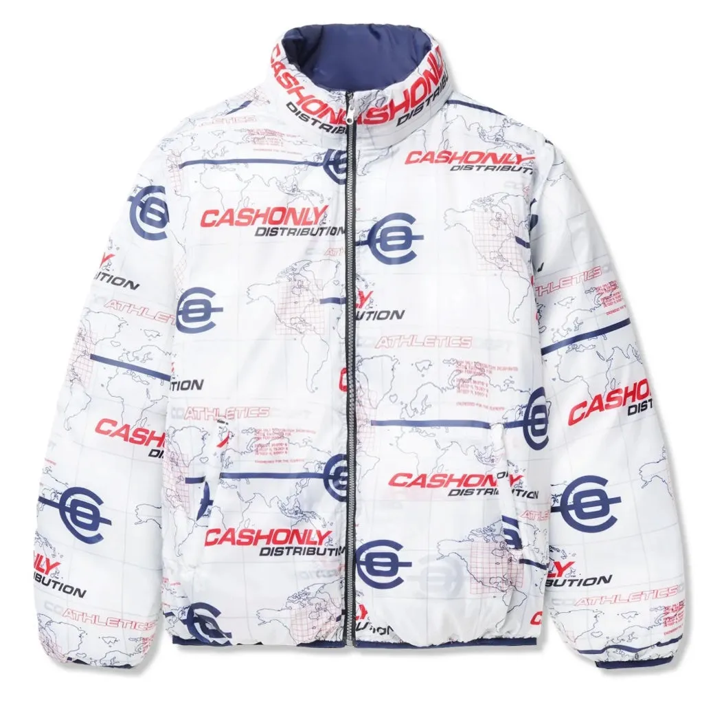 Cash Only Coordinates Reversible Puffer Jacket / White / Navy