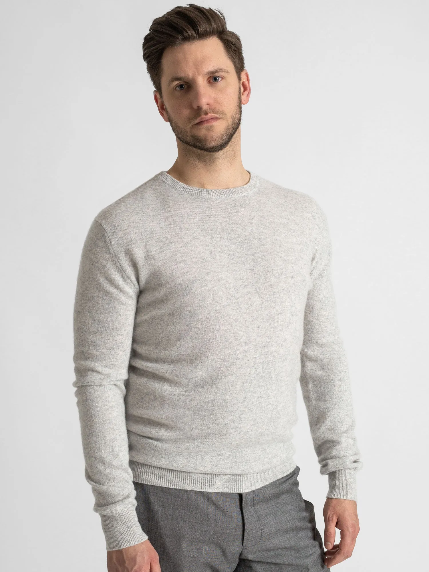 Cashmere sweater men "O-neck" - light grey