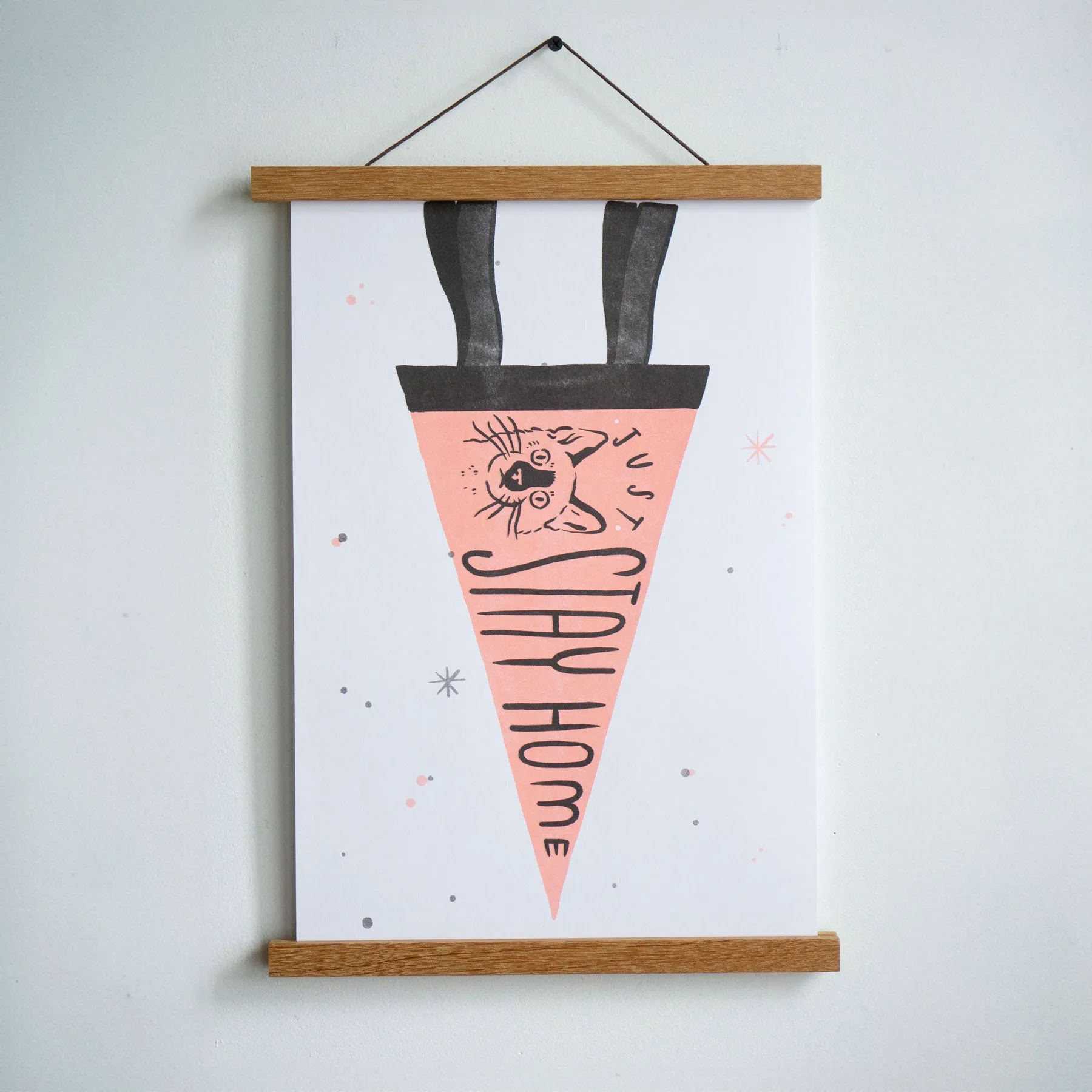 Cat Pennant Riso Print - 11" x 17"