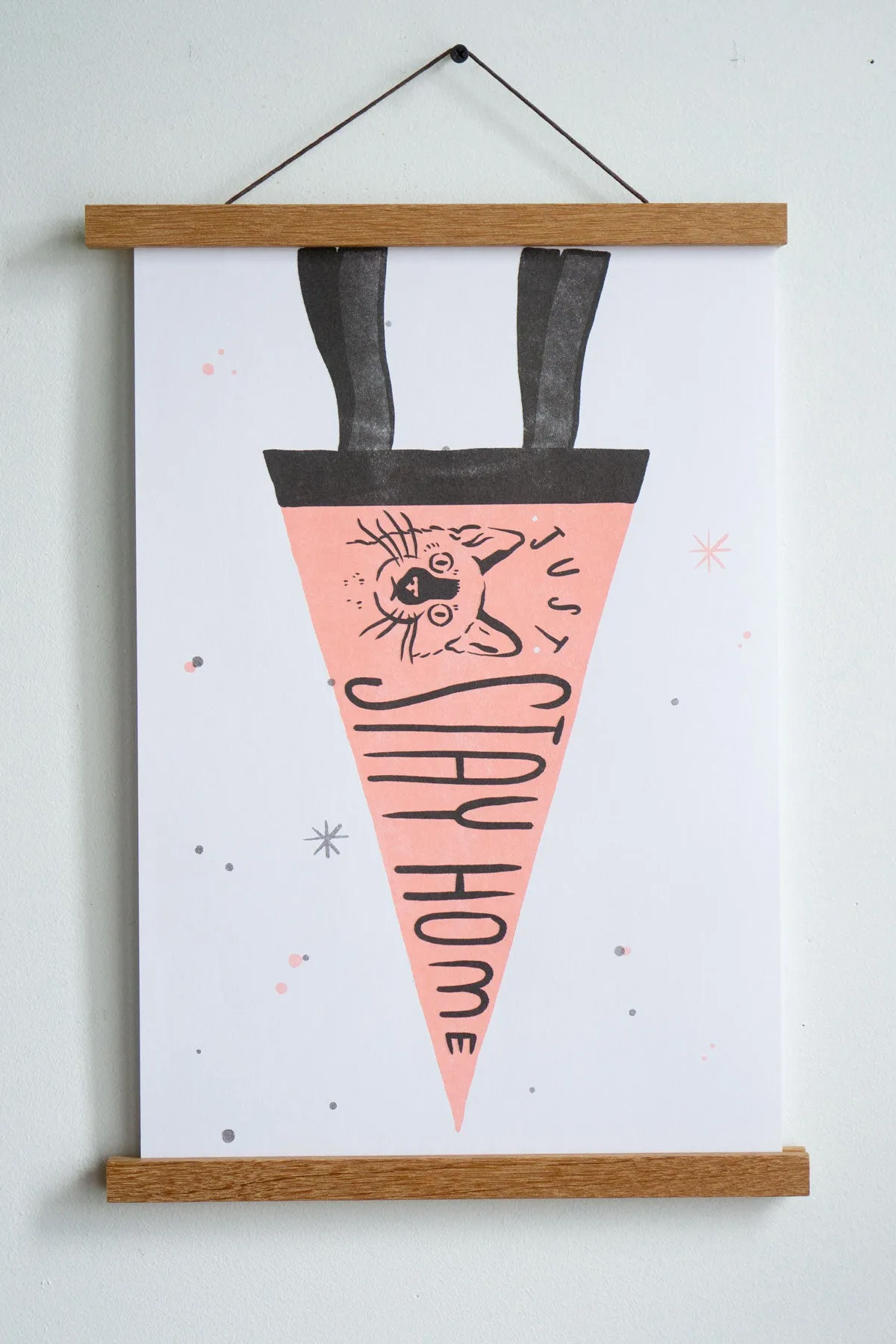 Cat Pennant Riso Print - 11" x 17"