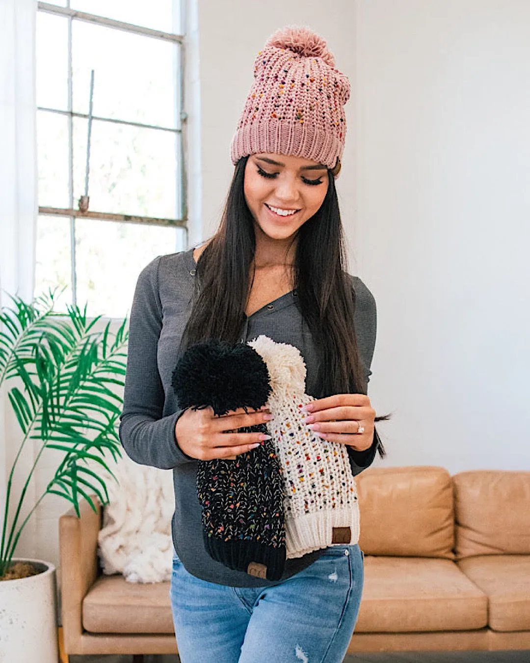 CC Chenille Confetti Pom Beanie - 3 Options