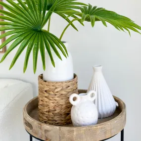 Ceramic White Tall Vase With Basket