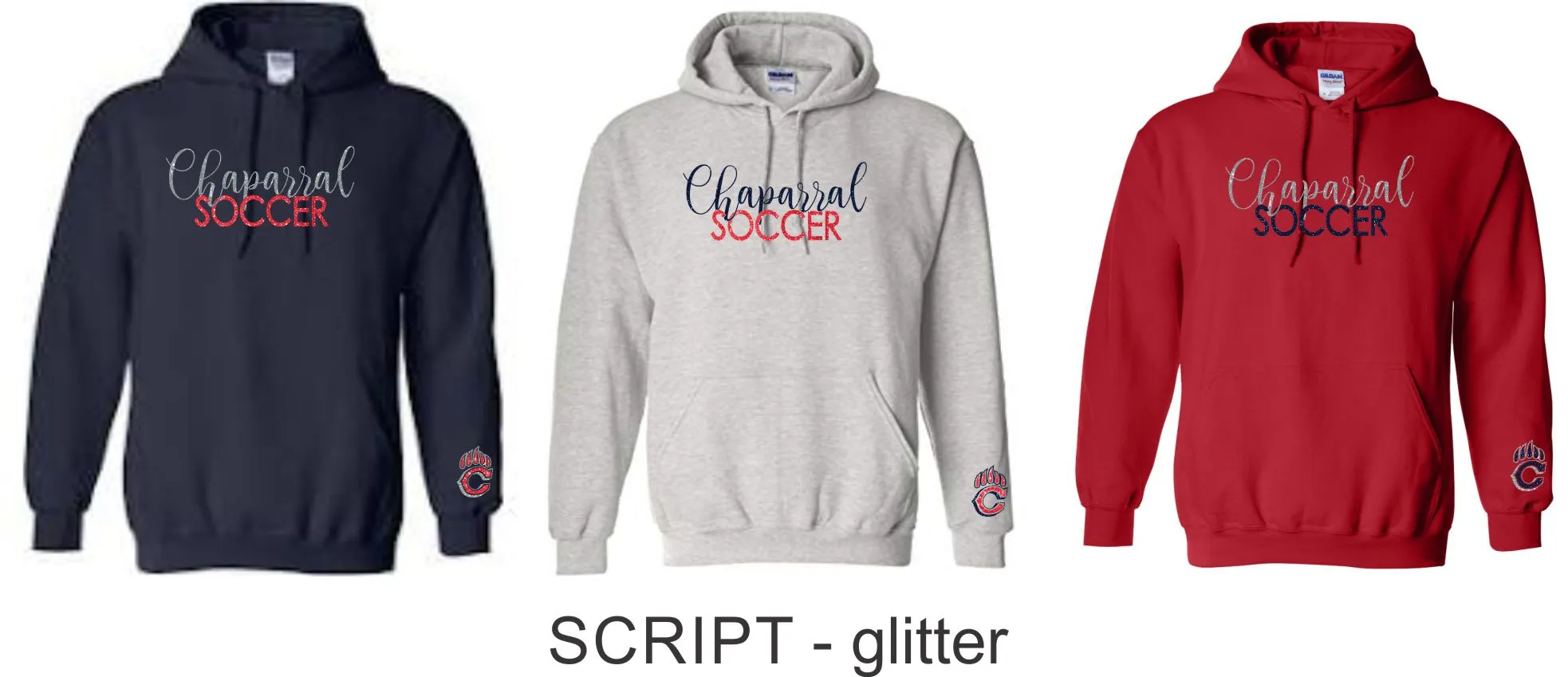 Chap Soccer Hooded Sweatshirt- 5 Designs- Matte and Glitter