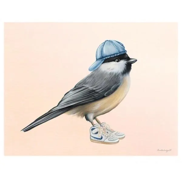 Chickadee Wearing Sneakers Print (8" x 10")