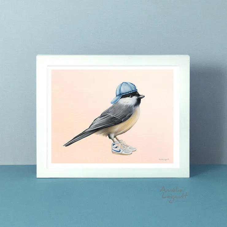 Chickadee Wearing Sneakers Print (8" x 10")