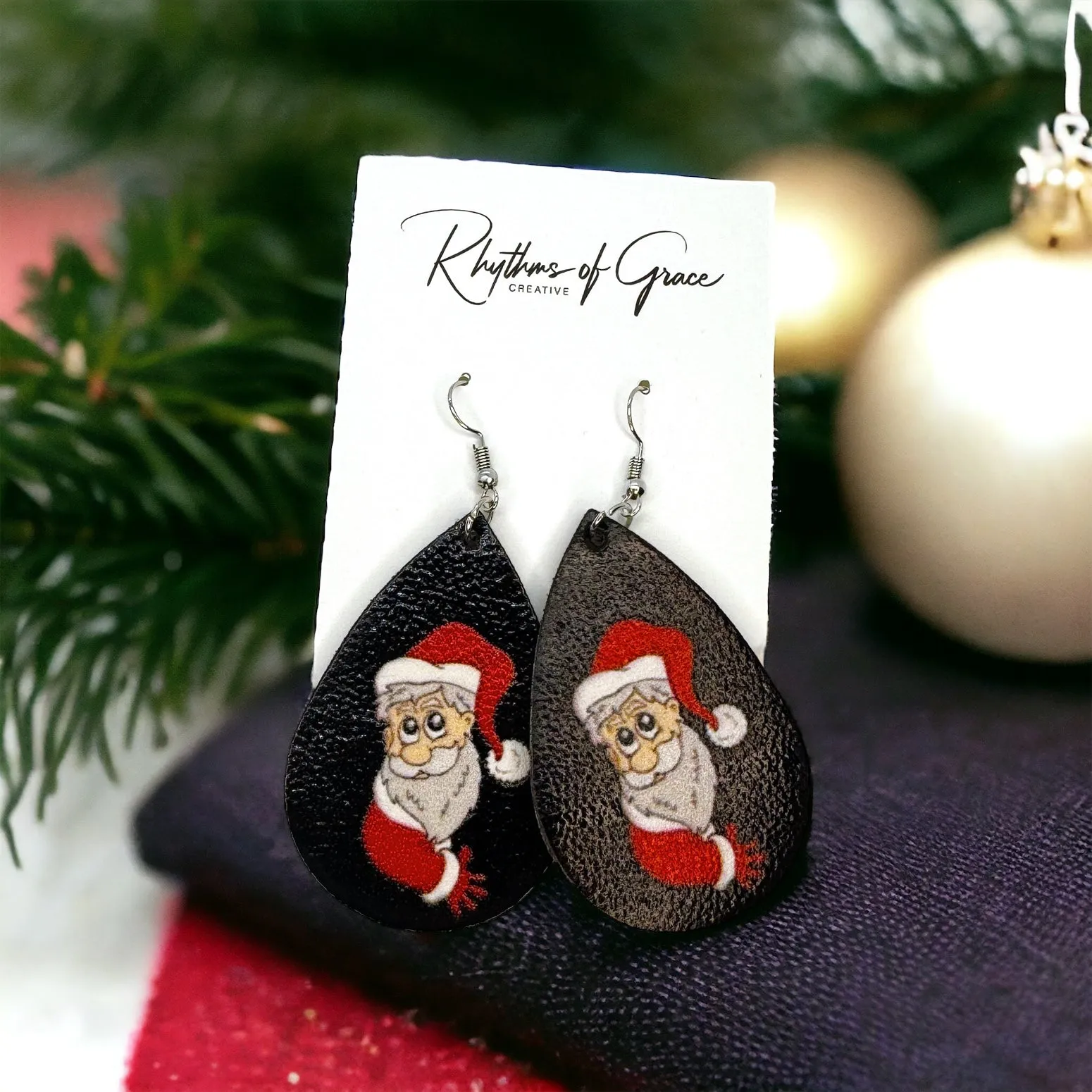 Christmas Earrings - Christmas Tree Earrings, Santa Costume, Christmas Jewelry, Handmade Earrings, Rudolph the Red Nosed Reindeer, Santa Claus