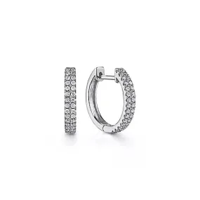 Classic 10mm Double Row Diamond Huggie Hoop Earrings, 0.30 cttw