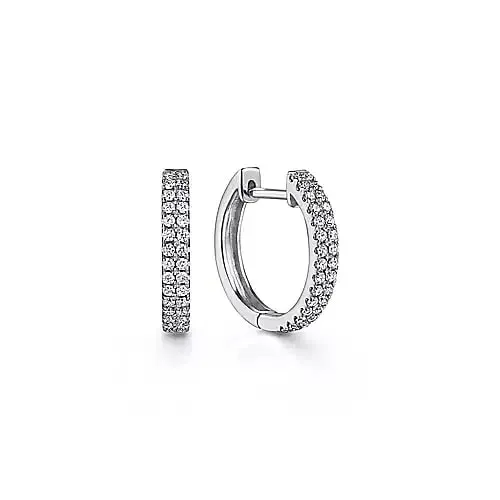 Classic 10mm Double Row Diamond Huggie Hoop Earrings, 0.30 cttw