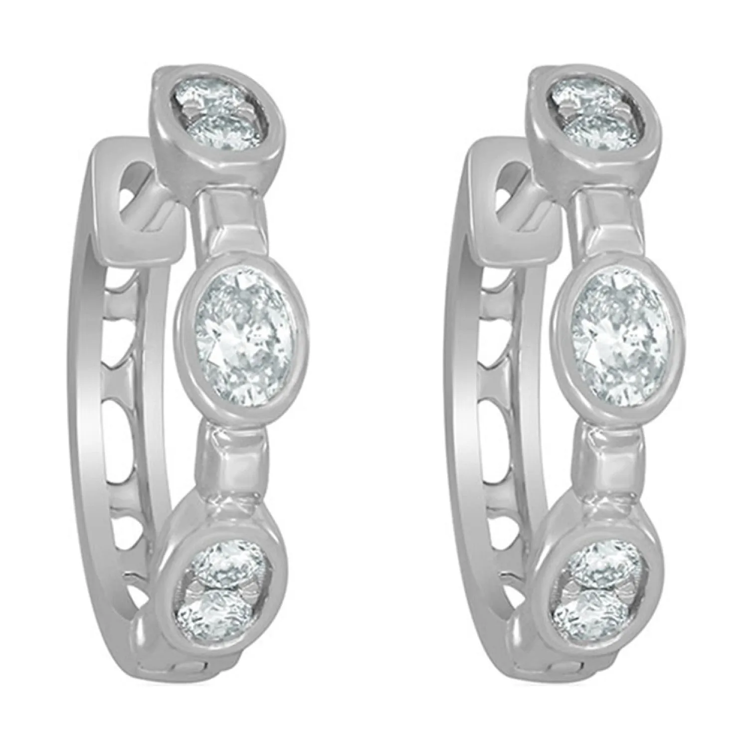 Classic White Gold Diamond Huggie Earrings, 0.375 cttw