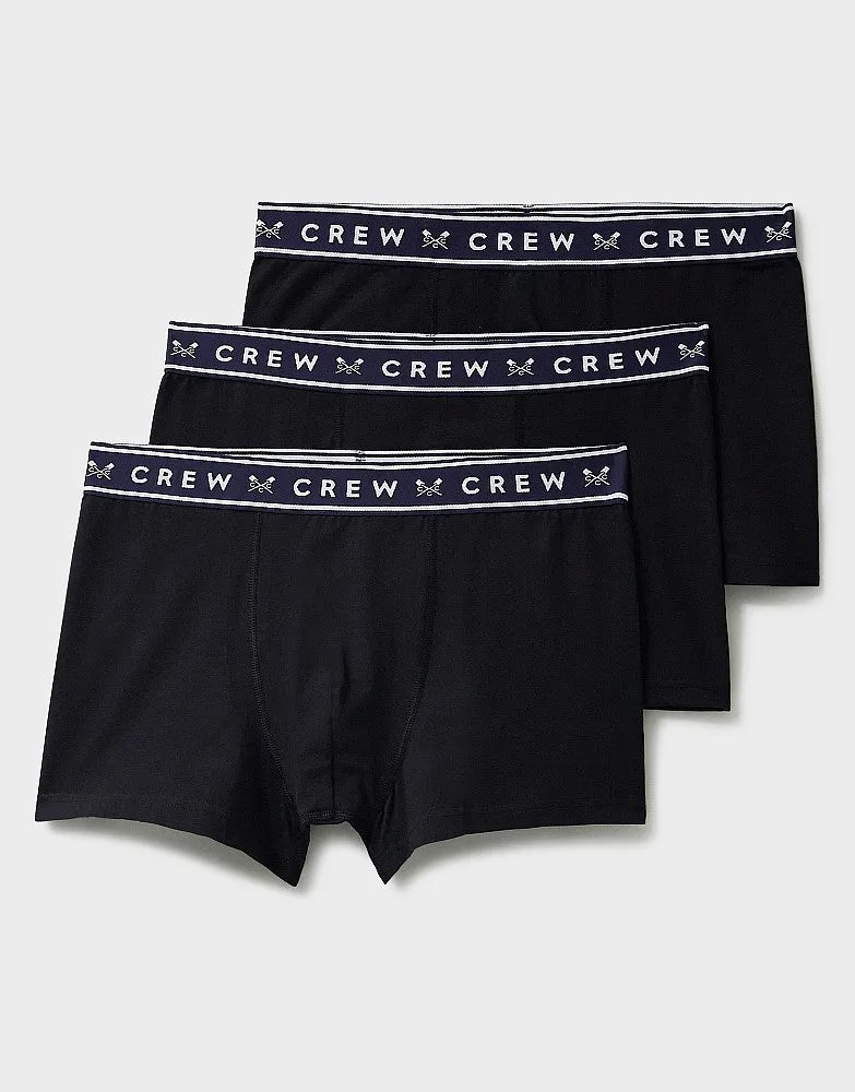 Crew Clothing Cotton 3 Pack Cotton Jersey Trunks - Black