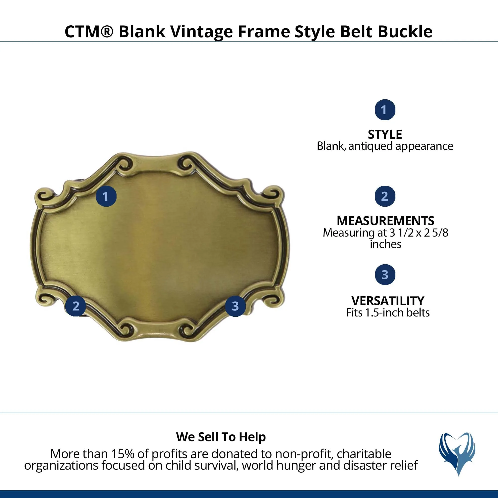 CTM® Blank Vintage Frame Style Belt Buckle