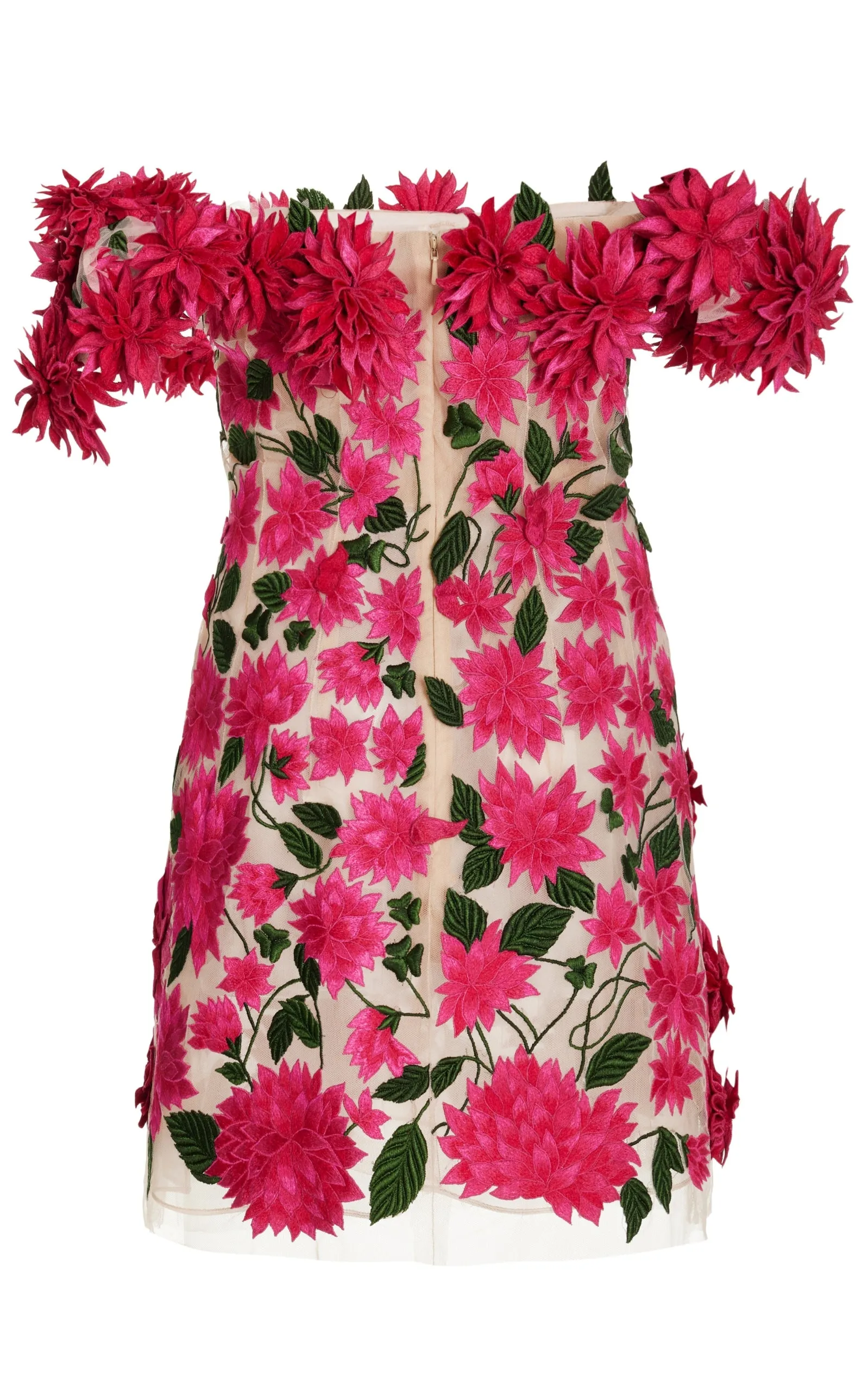 Dahlia Floral-appliqué Mini Dress